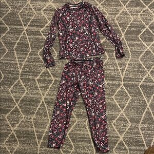 Lands End girls flowered long underwear M